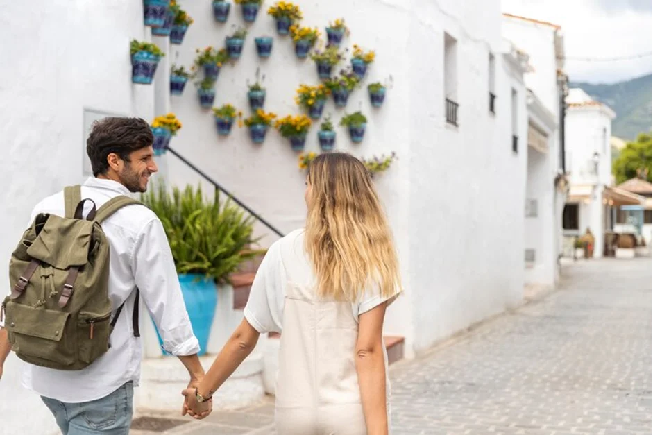 Couple on a Romantic Trip holding hands